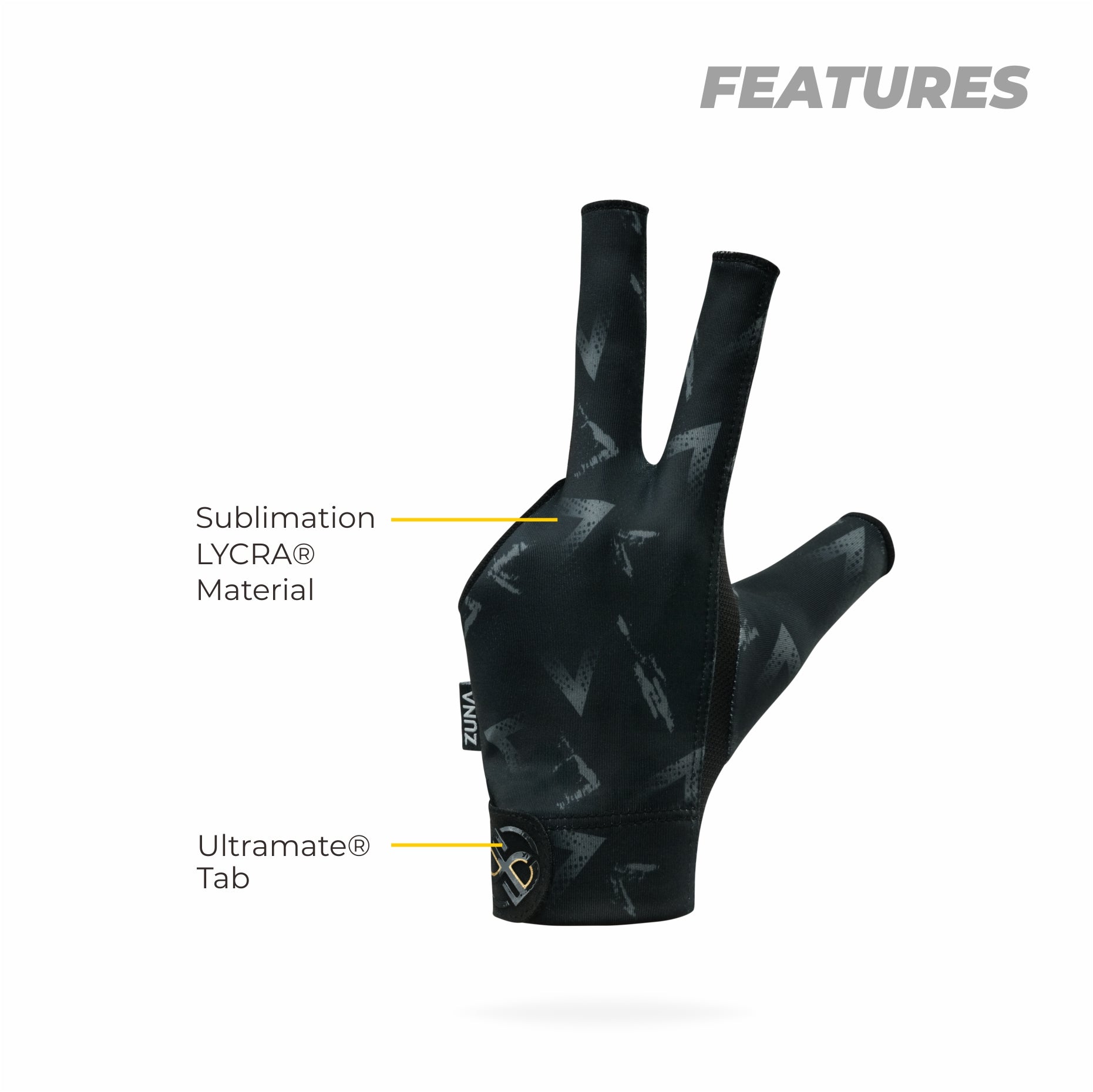 Zuna X Dinantios Pro Bridge Half Finger Billiard Gloves
