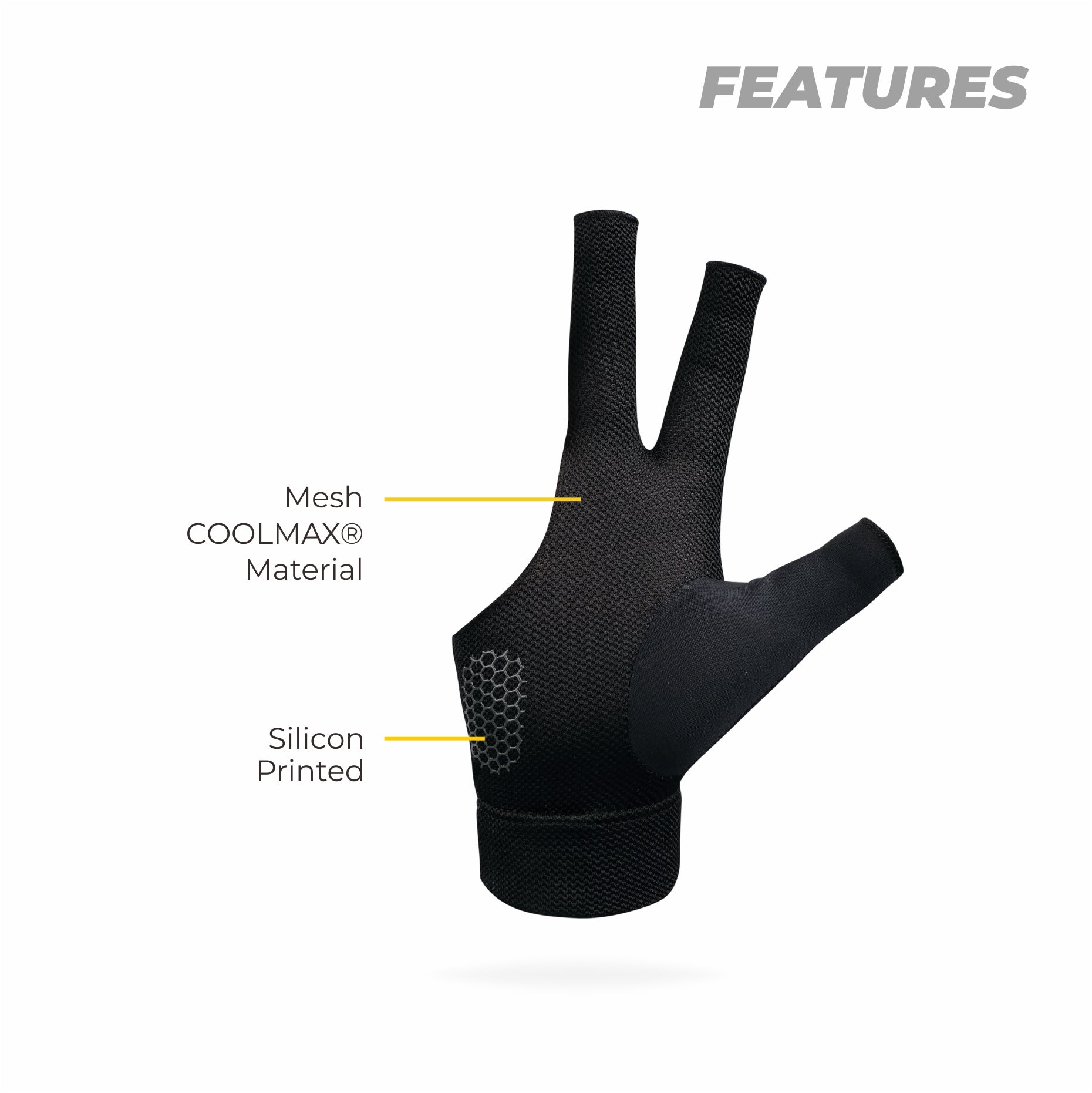 (Right) Half Finger Welly Billiard Gloves